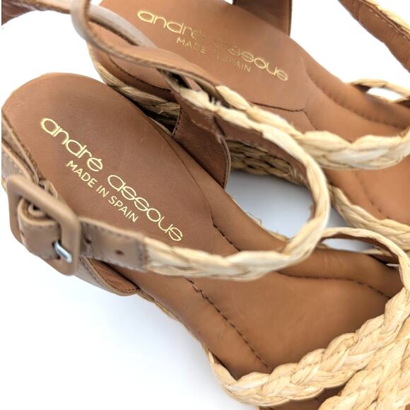 Andre Assous Milena Wedge Sandal Open Toe Women's Natural Size US6.5 EU37 - Picture 11 of 12